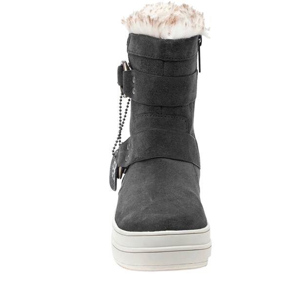 J/Slides NYC Nelly Gray Women Winter Boot Size 8.5 Suede Faux Fur Waterproof New - Picture 4 of 10